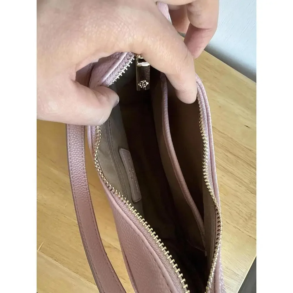Nanette Lepore Pink & Gold Faux Zip Close Leather Compact Shoulder Bag - Picture 4 of 8